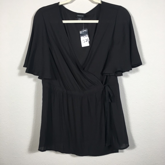 Torrid Black Wrap Front Blouse Size 0 - Picture 1 of 8